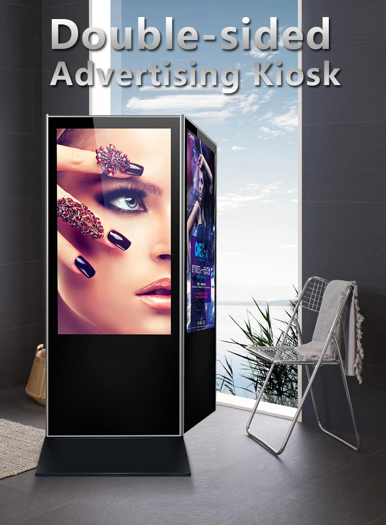 Up to date 55 Inch Indoor Double Side Touch Screen Monitor Led Display Pos System Advertising Kiosk