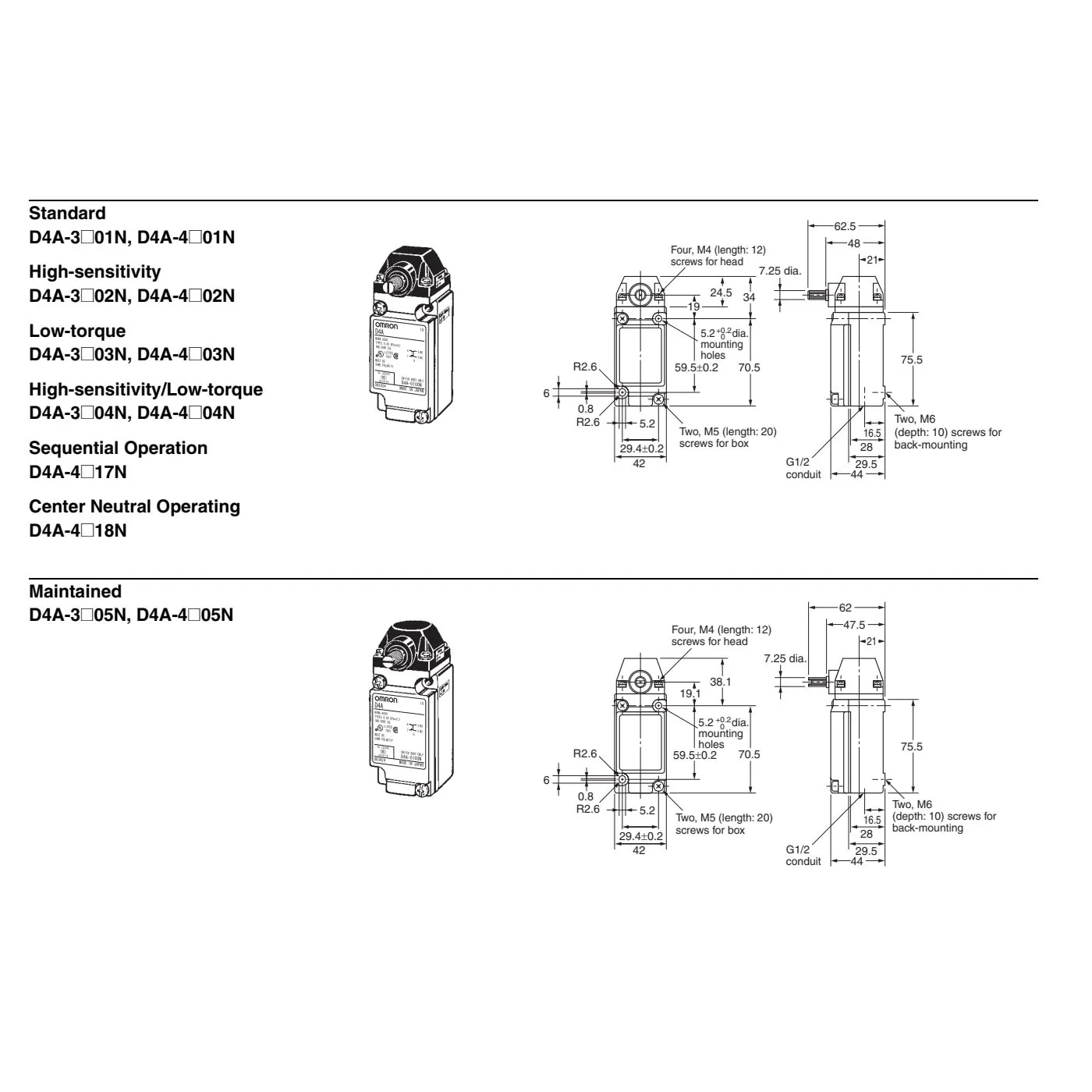 D4a3112n Limit Switch Micro Switch Pneumatic Waterproof Oilproof