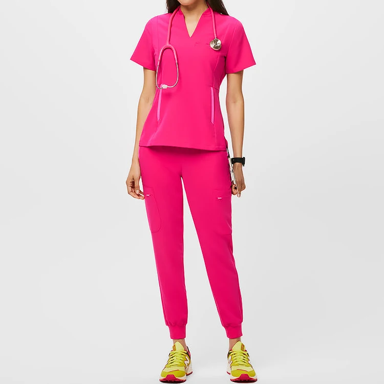 Hospital Uniforms Medic Scrubs Nurse Short Sleeve Top Joggers Pants