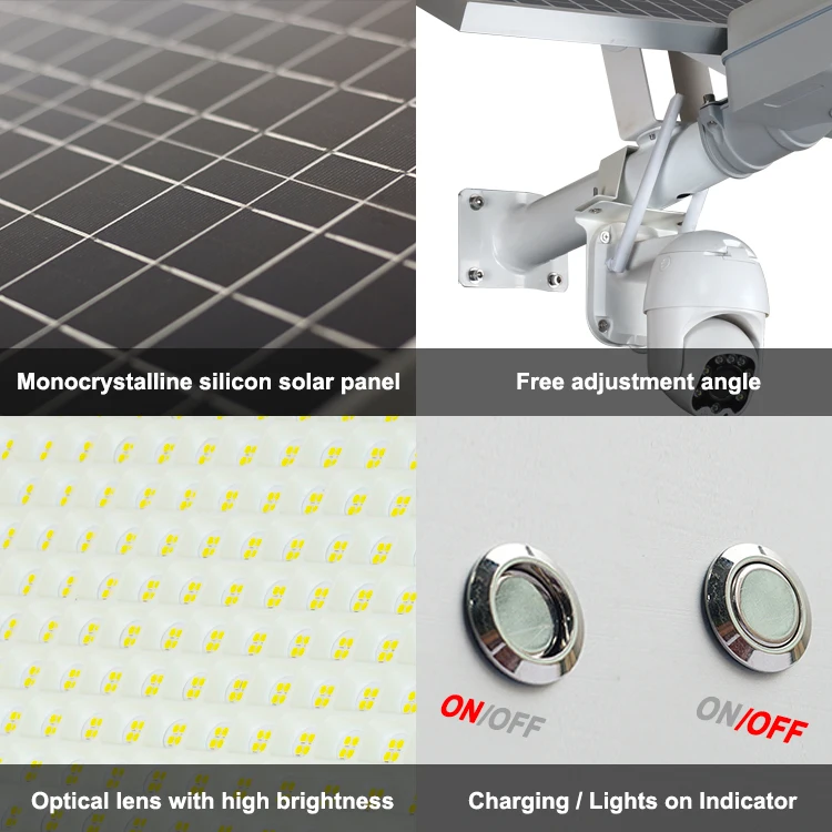 GEBOSUN Wireless Remote Control Outdoor Solar Power Supply Led Street Light Lamp with Cctv Ip Camera