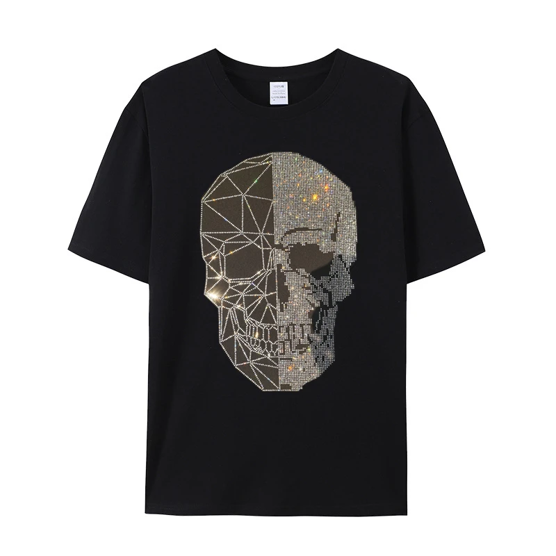 Free sample Fashion Crystal Skull Rhinestone Pattern Sparkle Rhinestone Heat Transfer Designs