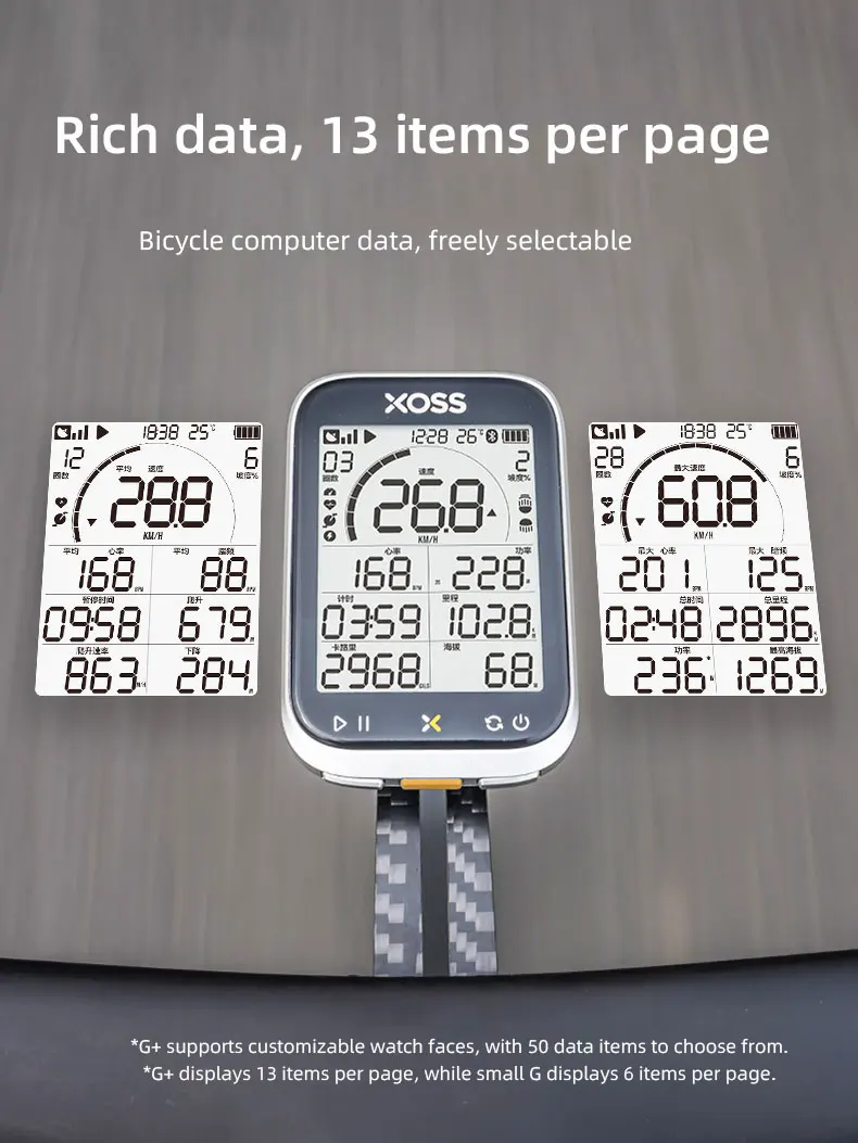 XOSS G3+ 自転車コンピュータ：GPS、ANT+、2.8インチ画面、心拍数モニター