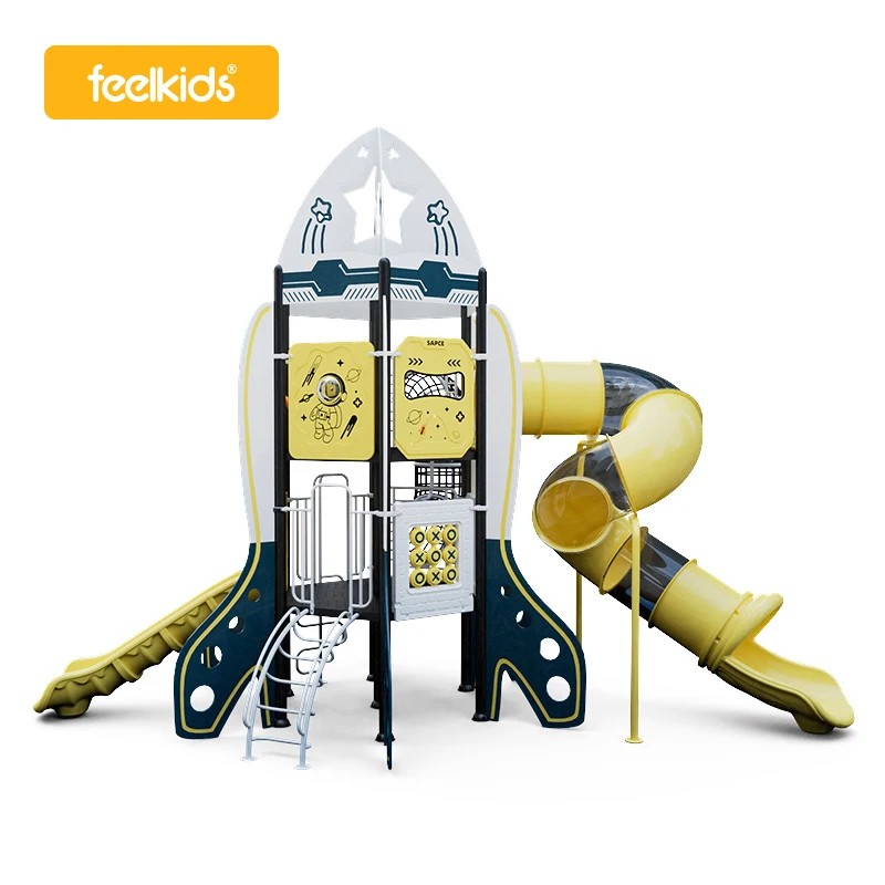 Feelkids ALT-24001ST Children's Outdoor Playground Plastic Slide Galvanized Steel Frame 800kg Capacity for 5-Person Use Resorts