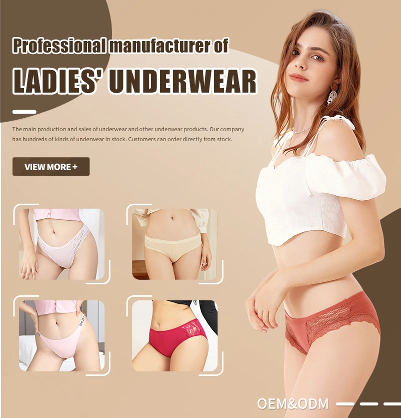 Hot Sale Ladies Lace Underwear Mid Waist Transparent Hollow Out