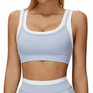Women's Lightweight Breathable Seamless Yoga Bra Push-Up Removable Pads Halter Neck Sports Top Front/Back Logo High Support