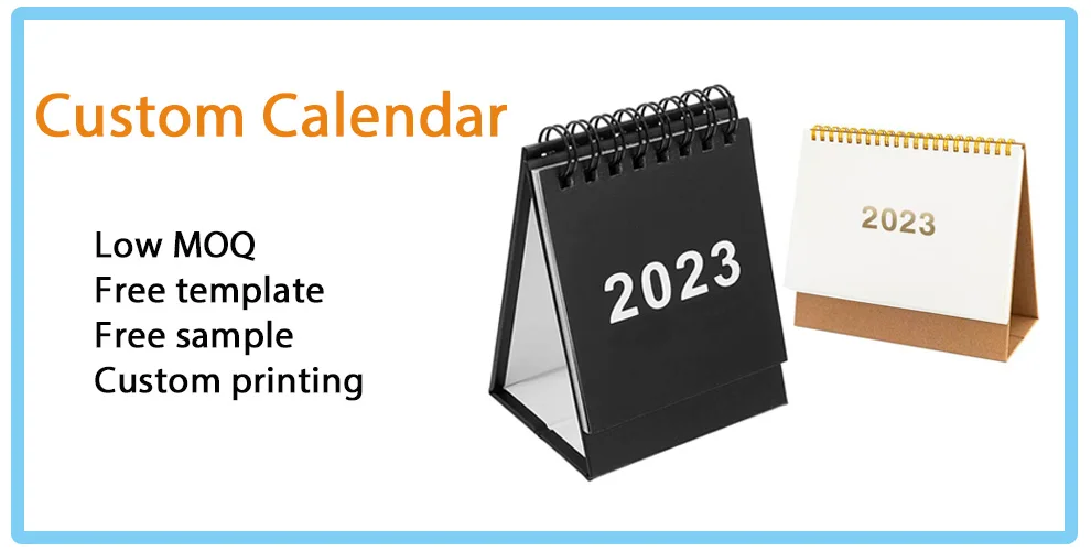 Custom 2023 Foldable Calendar Cardboard Triangle Standing Wall Desk