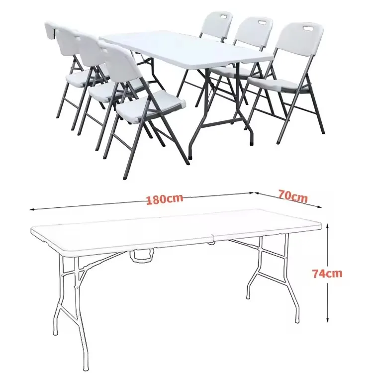 Hot Sale Lightweight Plastic Folding Table Modern Design for Outdoor Camping BBQ Banquet School & Park Dining