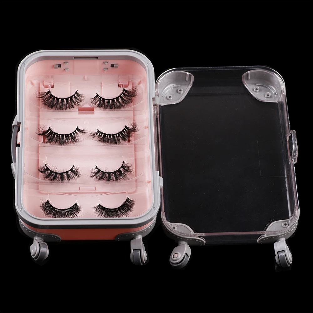 Fx P73 Mini Suit Case Eyelashes Box 9 Candy Colors 4 Pairs Eye Lashes Package Private Label 2963