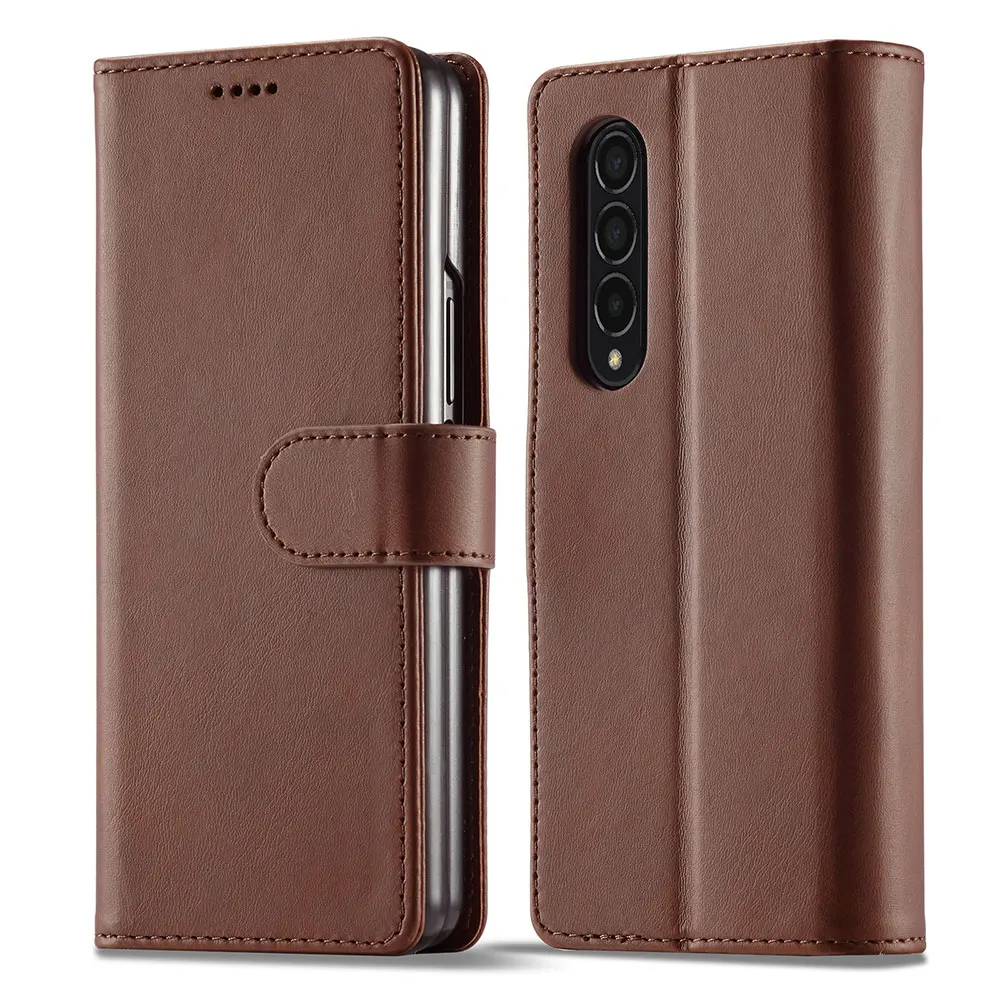 Leather Phone Case For Samsung Galaxy Z Fold6 Fold5 Fold4 Fold3 Wallet Pure Colour Simple Business Smartphone Sjk598 Laudtec