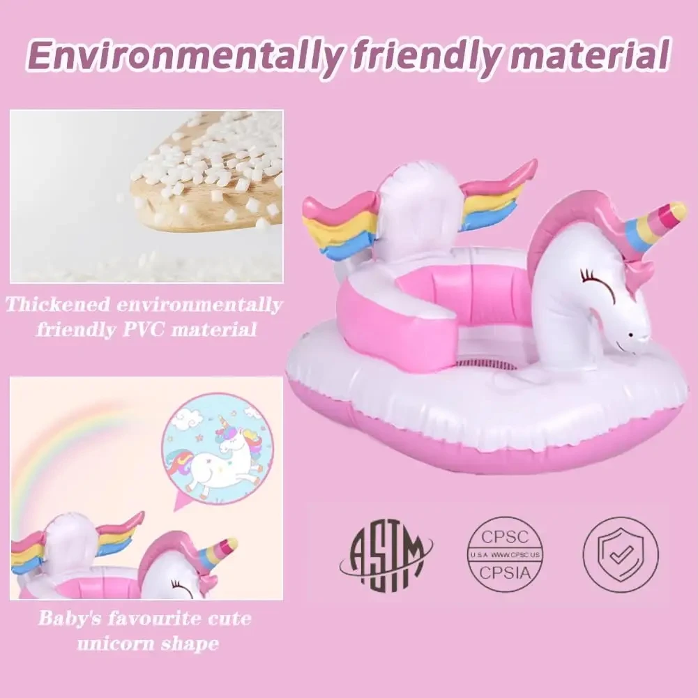Self Inflating Unicorn Toddler Learning Seat Folding Bath Pvc Inflable Baby Swinging Chair for Feeding
