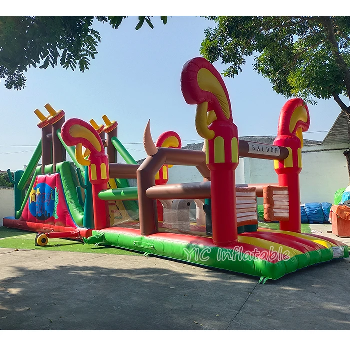 Cowboy Run Wild West Inflatable Combo Obstacles Fun Party Rentals Large