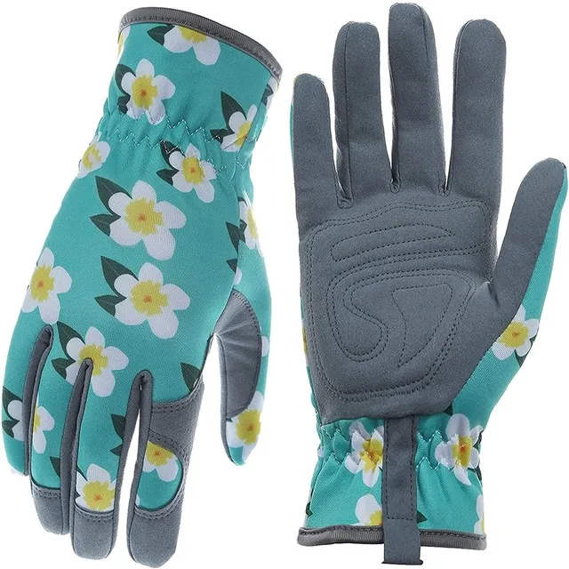 Customized Logo Womens Lady Flower Printed Floral Gardening Gloves Work ...