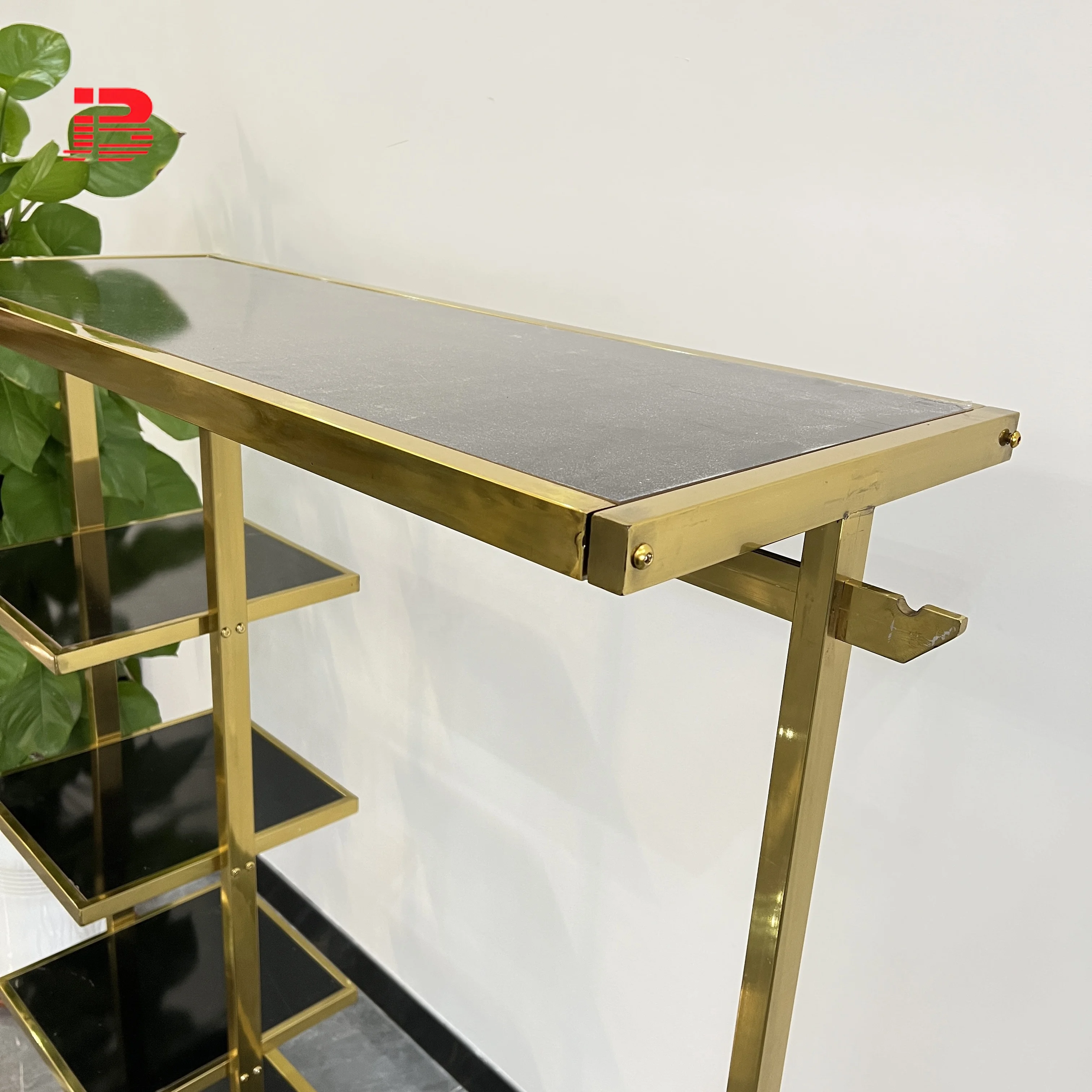 Garment Shelf Cloth Display Stands Stainless Steel Gold Metal Clothing Rack For Store factory