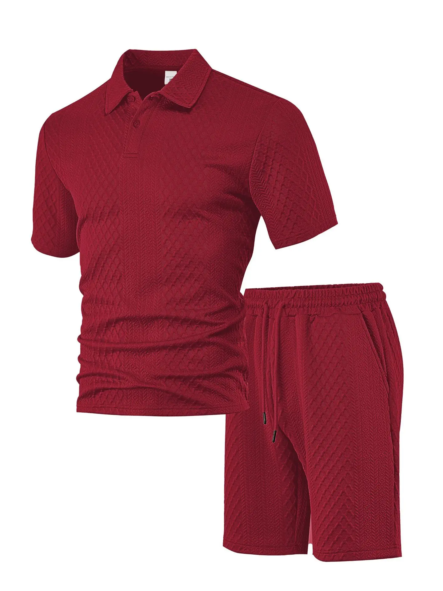 2026 New Style Men's Casual Suit Featuring a Lapel Patterned Texture Short Sleeved Polo aperçu 11