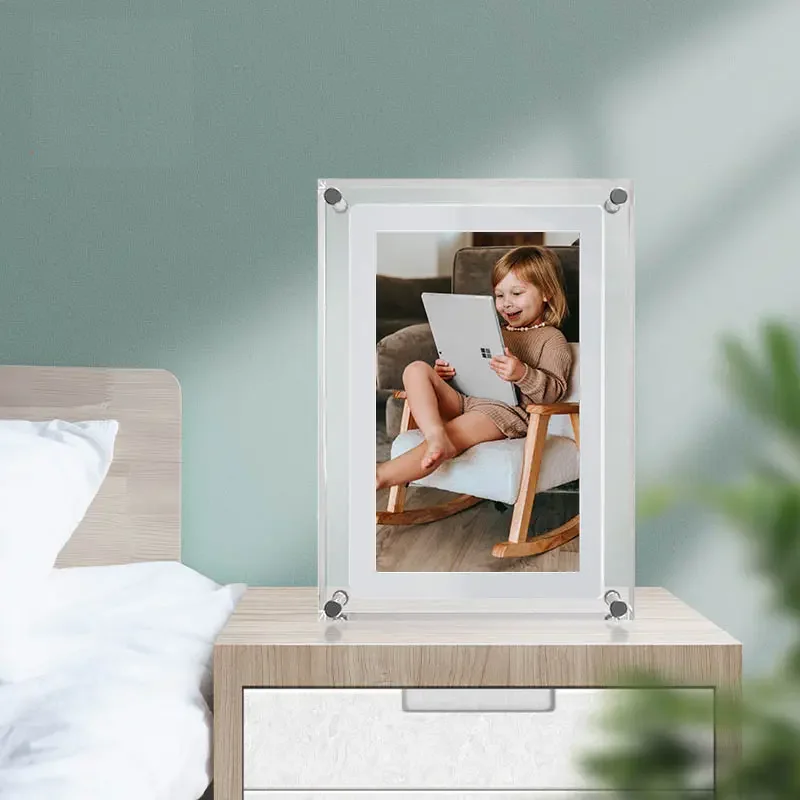Hot Selling Acrylic Clear Crystal Digital Photo Frame Video Player Acrylic Photo Frame Led Screen Nft Digital Photo Frame