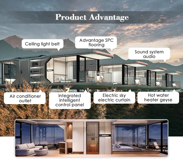 Luxury Camping Space Capsule Prefab Cabin Glass Moving House Modern ...