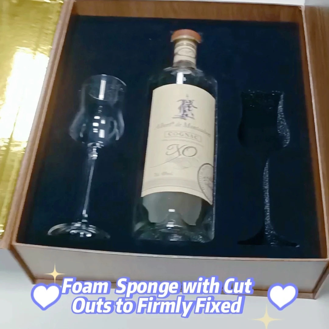 Unique Whiskey Gift Box Set Custom Magnetic Closure Sparkling Wine Glasses Box for Sale