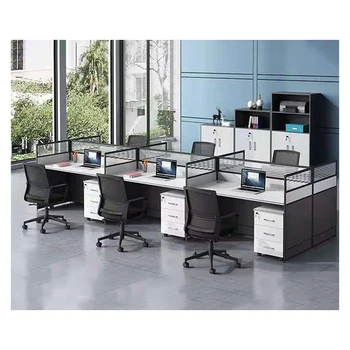 Modern Economic Office Furniture Simple Partition Staff Desk Modular Office Furniture 4 Person Seater Workstation Table