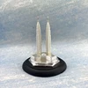 Argent + base en bois noire