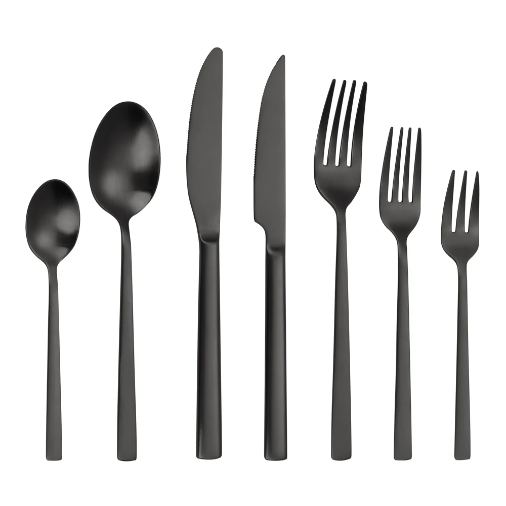 Wholesale PVD Silverware Metal Matt Black Matte Cutlery Set