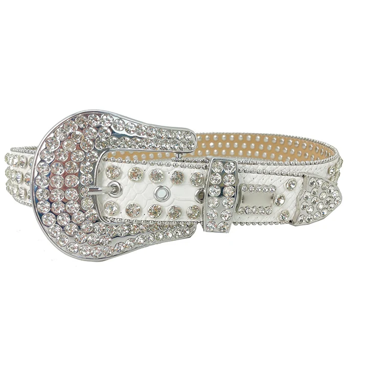 Source Stylish Classic White Rhinestone Belts with Crystal Rhine Stone for  Men and Women on m.