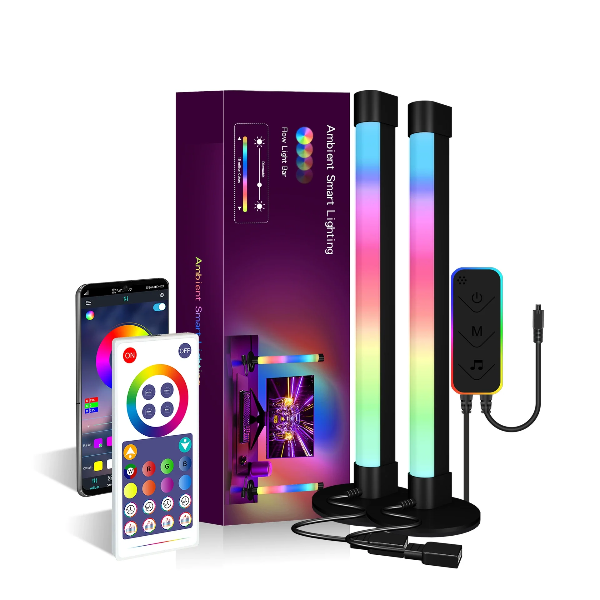 product usb 5v app  remote ctrl music sync desktop atmosphere rgb dreaming colorful mood light bar for bedroom study room living room-38