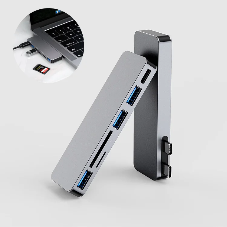 
USB-концентратор 6 в 1 с кардридером для SD/TF-карт и USB 3,0 