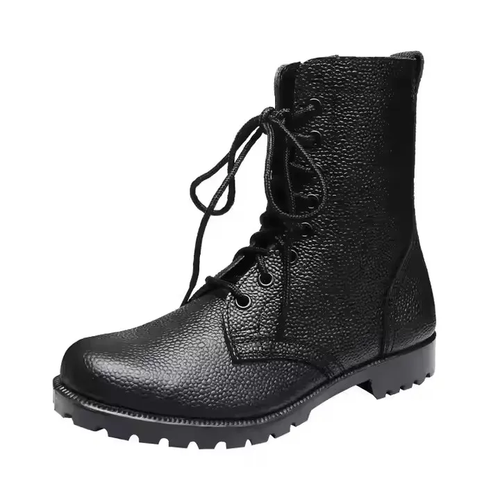 Customized Uniform Tactical Footwear Black Color Leather Boots with Geinuen Leather Training Shoes Black Boots