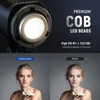 NEEWER MS150C 150W Mini RGB LED Video Light 2700K-6500K COB Continuous Output Lighting Bowens Mount Handheld Spotlight detail image