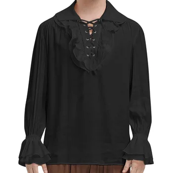 Men's Pirate Shirt Vampire Renaissance Victorian Gothic Ruffle