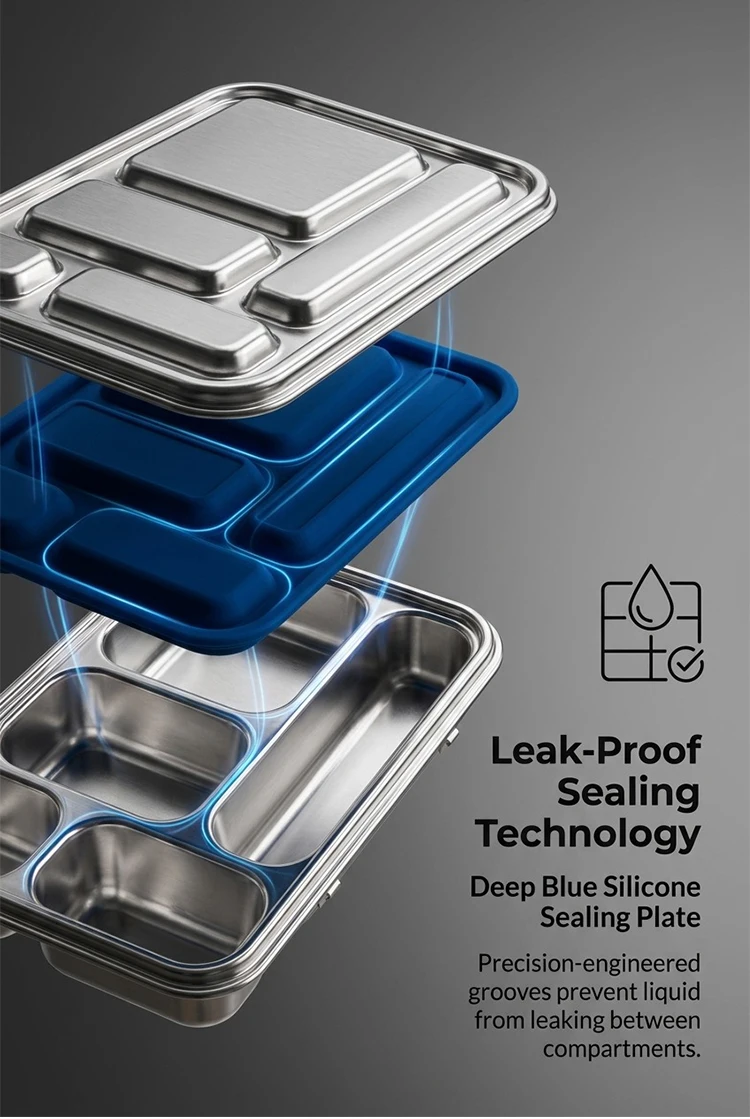 KOLINK 5-Compartment Stainless Steel Bento Box Detail 4