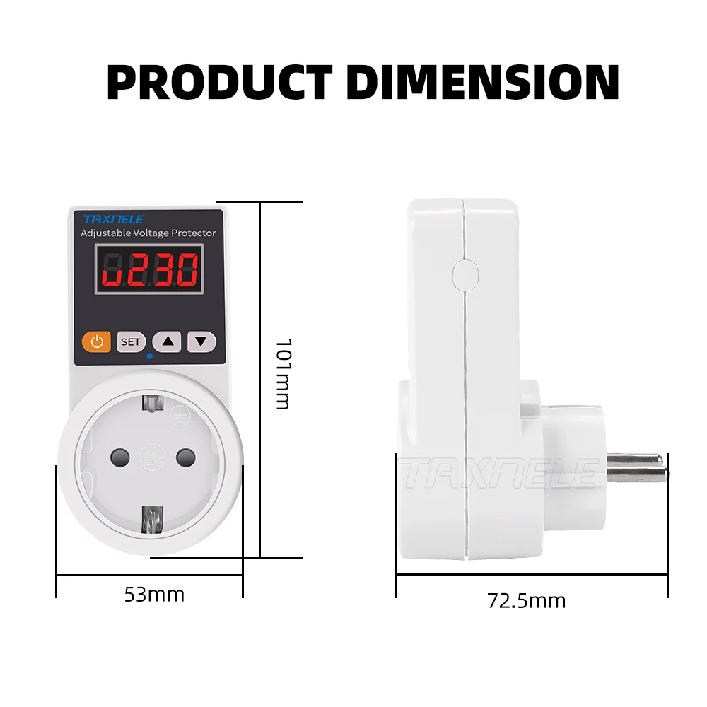 Automatic Voltage Protector AC 220V Adjustable 16A Power Surge Protector EU US Plug Socket Voltage Safe Refrigerator Protect
