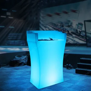 High Quality White Acrylic PE Plastic LED Glowing Reception Desk Modern Mobile SPA Counter for Hotel Furniture for Spa Reception