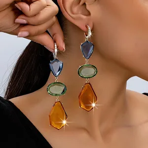 New Light Luxury High-end Design Earrings, Trendy Drop Earrings, Unique Colored Zircon, Versatile and Exaggerated Earrings