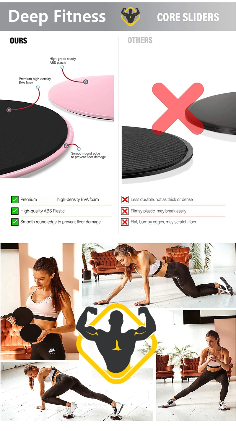 Custom Push Up Floors Sliding Gym Pilates Gliders Ab Exercise Core