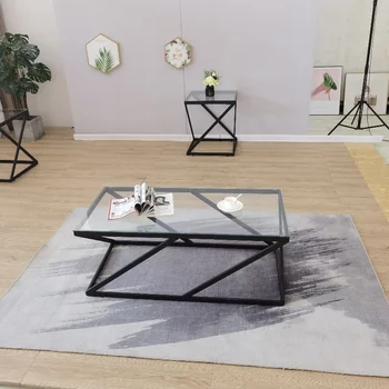 Hot Selling Modern New Design Metal glass Abstract Coffee Table Top modern Center table For Living Room hotel Furniture