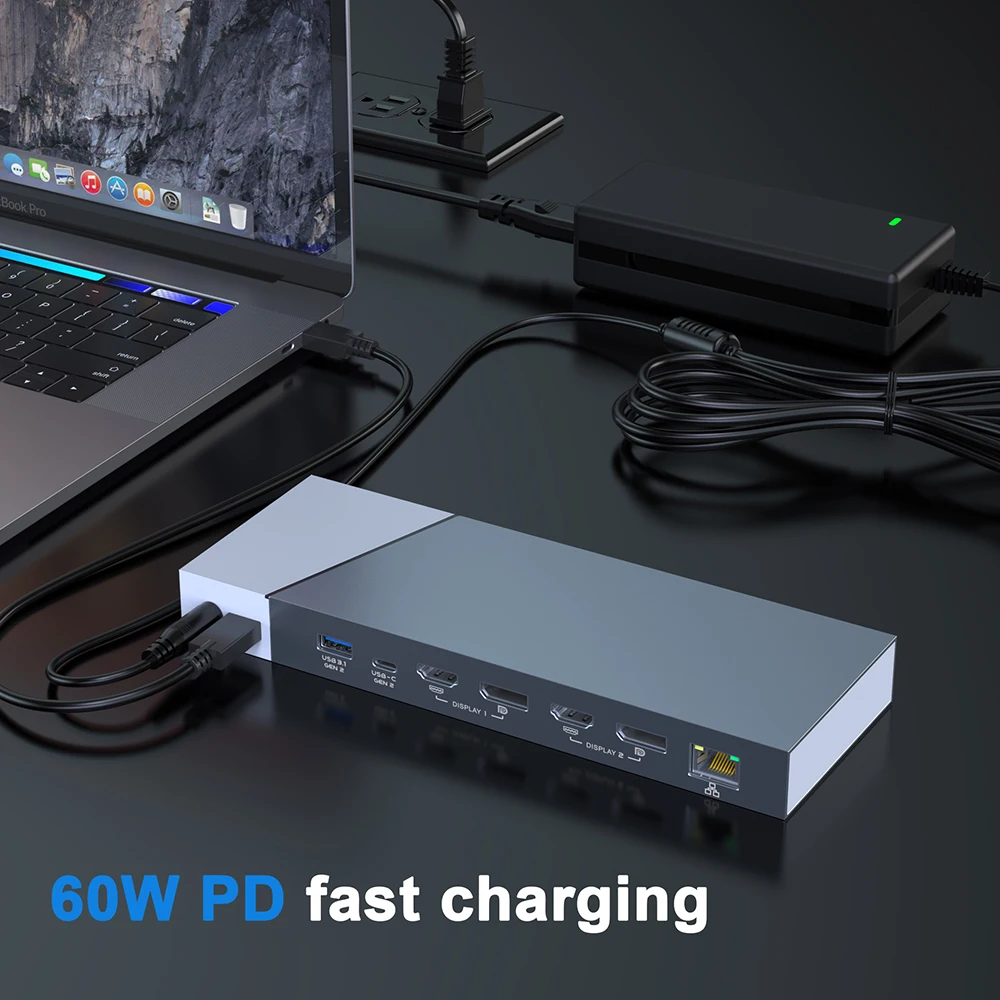 Multifunctional Displaylink Monitor Extender 5K 60HZ 4K 30HZ 16 in 1 USB Gen 2 10Gbps PD 60W USB Hubs Desktop Docking Station