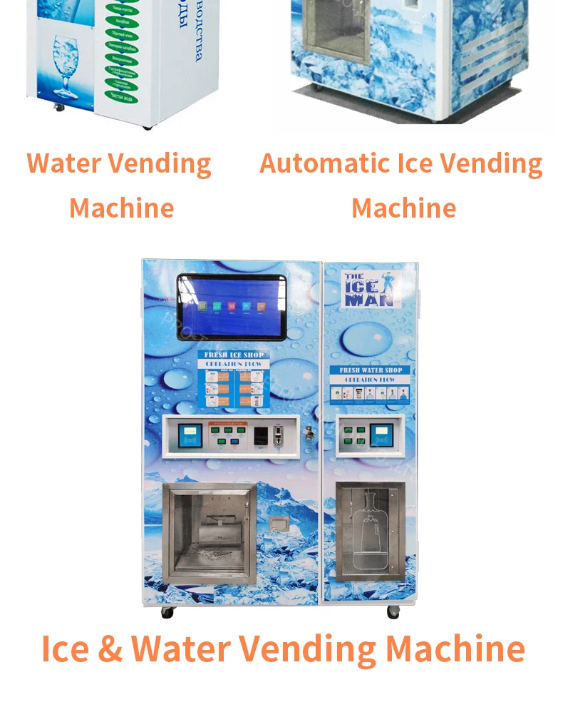 Commercial Bagged Ice Vending Machine Automatic Pure Ice Cube Bagging