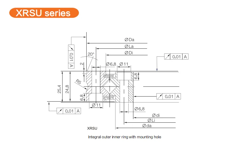 product xsu 080218  slewing cross roller bearing slewing bearing  225180254 mm-37