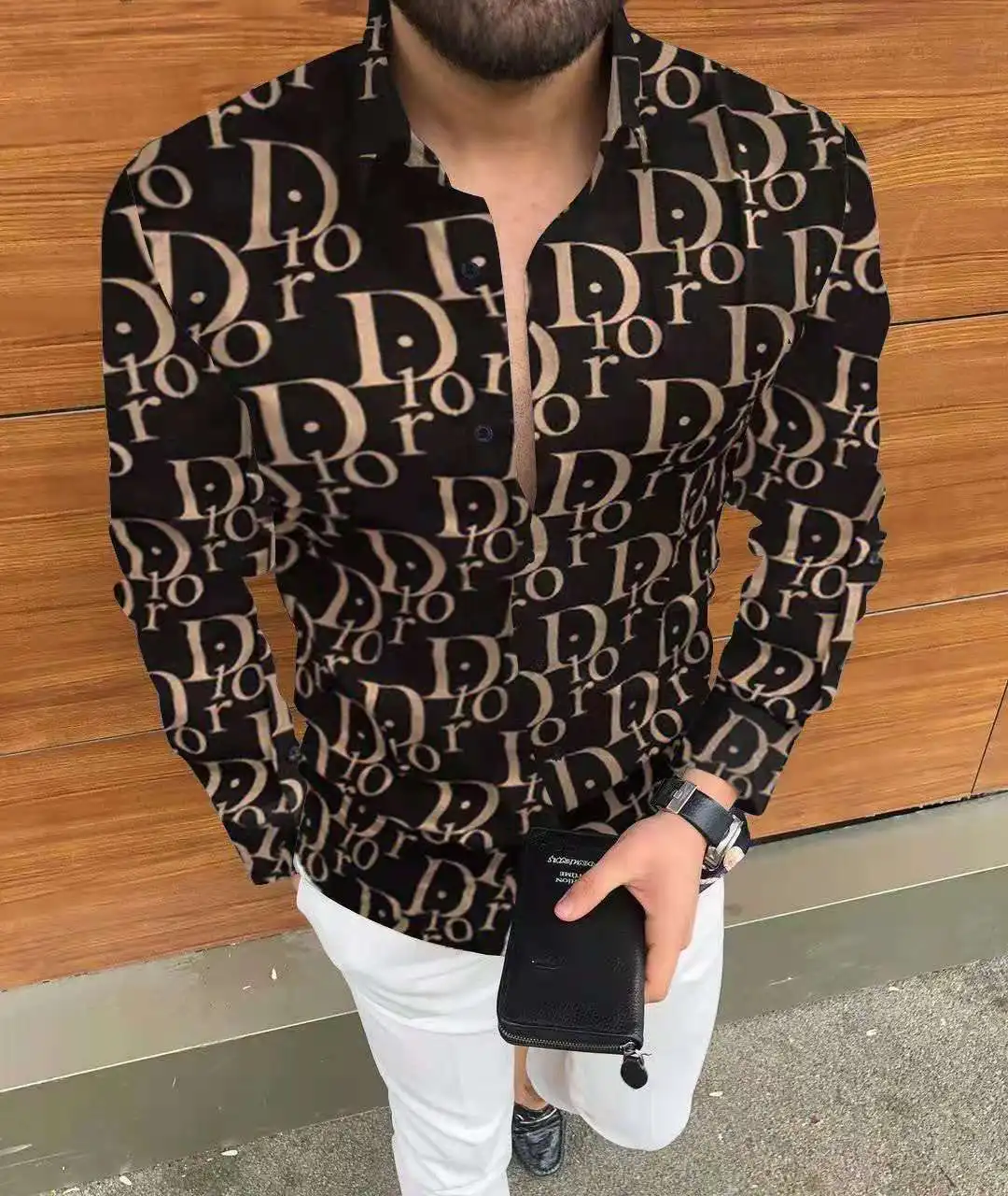 2021 AliExpress New Cross-Border Men's Floral Cardigan European Size Hawaiian Autumn Printed Long Sleeve Shirt