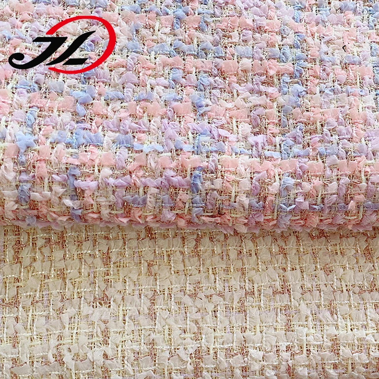 New Style Fancy Design Tweed Fabric Gold Metallic Colorful Tweed Fabric for Clothing