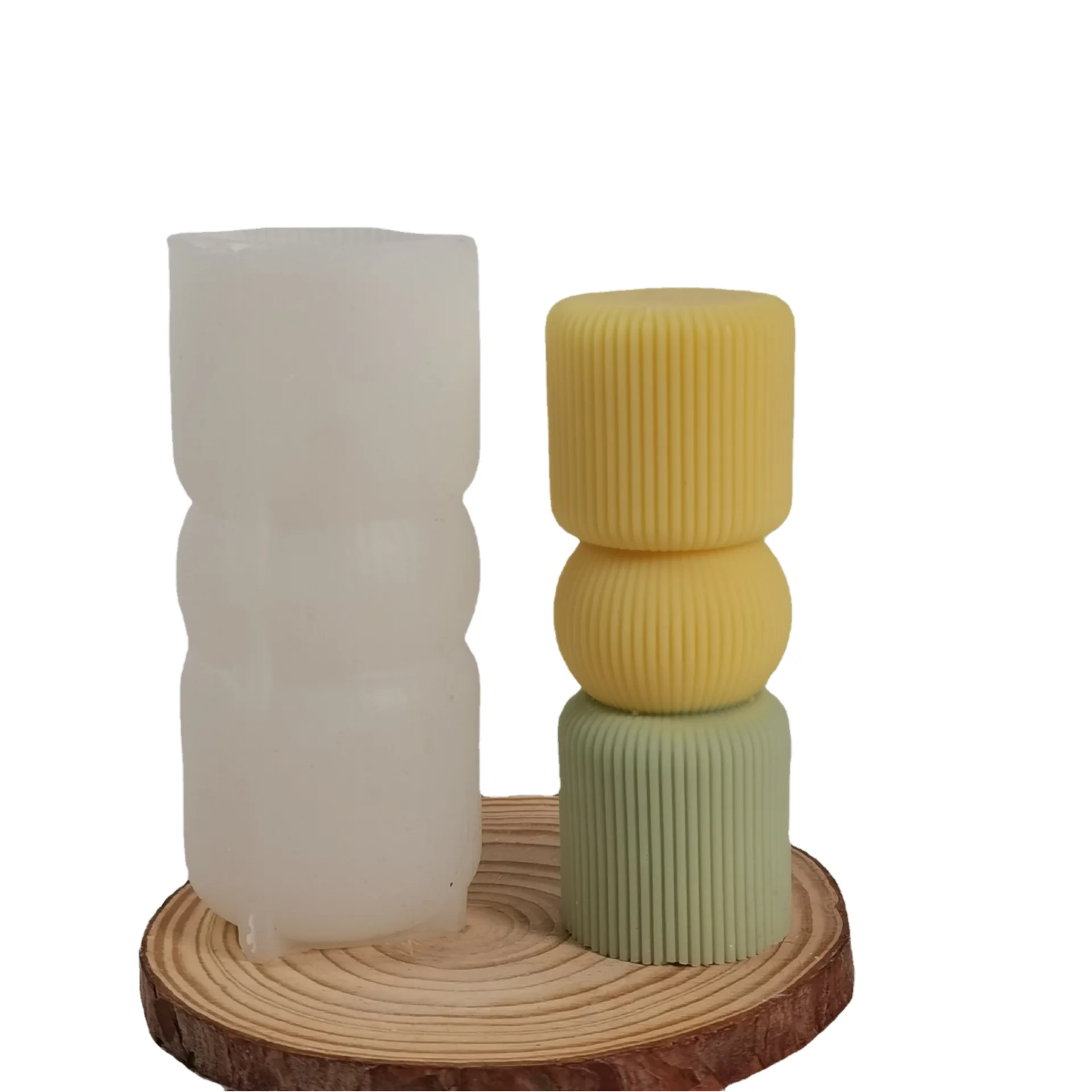 Silicone Candle Mold Geometric Column Ornament Holiday Decoration Striped Column
