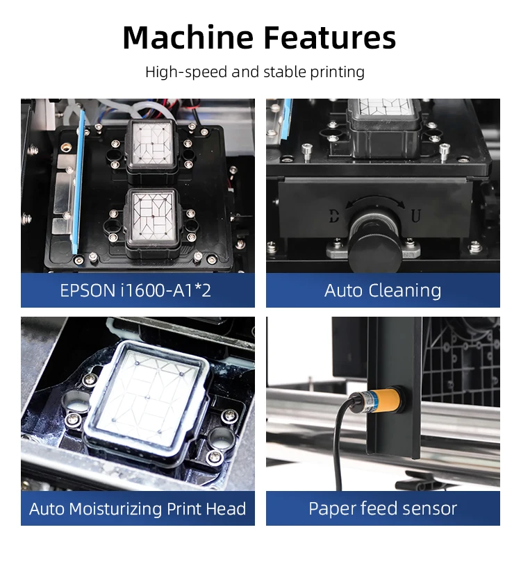 45cm Full-Automatic DTF Printer with EPSON i1600-A1 Print Head and CMYK+White Ink for High-Quality Tshirt Printing