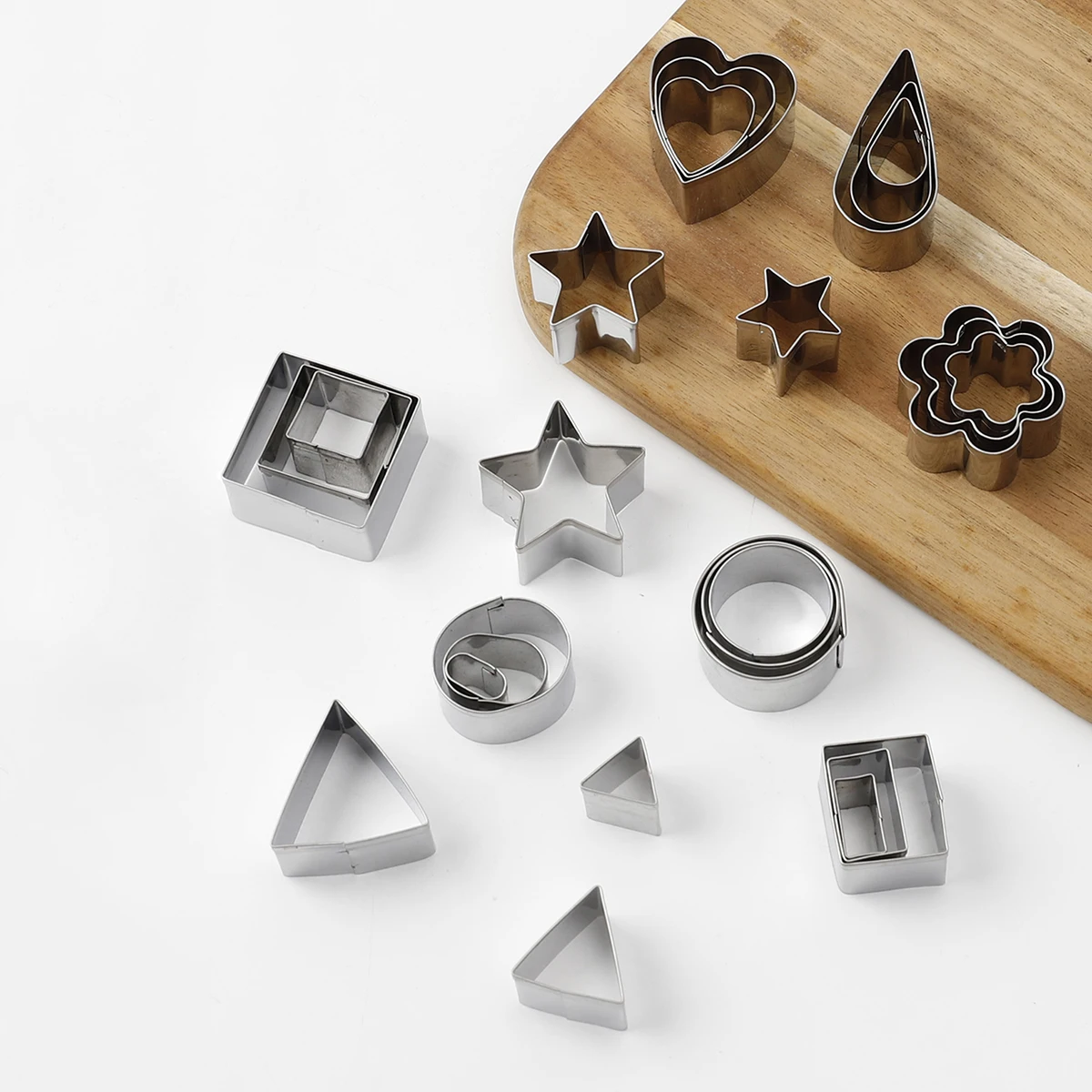 27pcs Mini Cookie Cutter Set Stainless Steel Cookie Mold for Baking Round square Triangle Heart Star Flower Shape Biscuits Tools