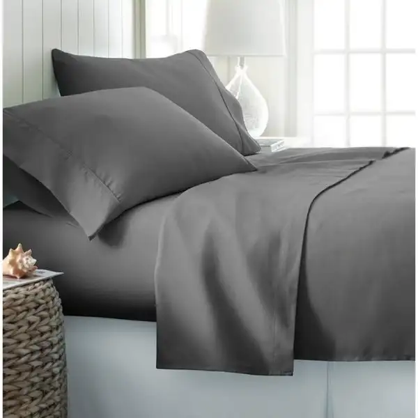 Wholesale Wrinkle Free Hypoallergenic 4pcs Double 200TC Microfiber  Seersucker Polyester Bed Sheet Set factory