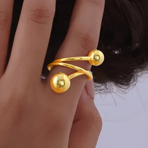 New Ins Style Women's Jewelry Ring Gold Plated Stainless Steel Ball Irregular Ring Daily Accessories