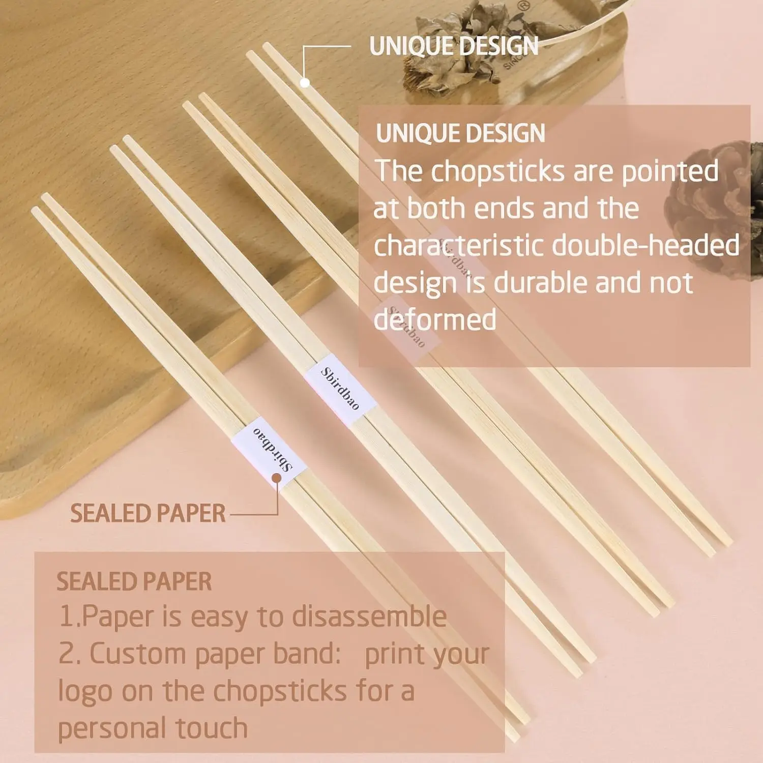 Disposable Bamboo Sushi Chopsticks 9.5 Inch Japanese Style Double-Pointed Sleeved Separated Chop Sticks Parties