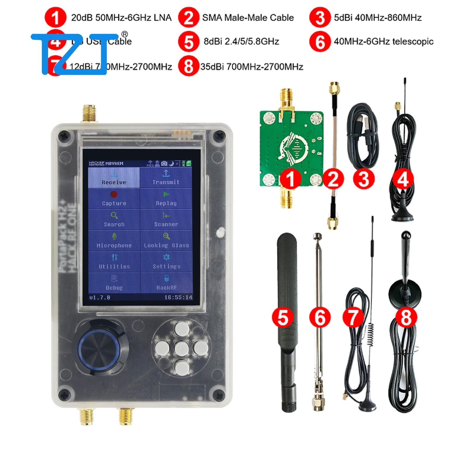 アップグレードされたPortaPackH2 HackRF One R9 V2.0.0プラスチックシェル3.2 