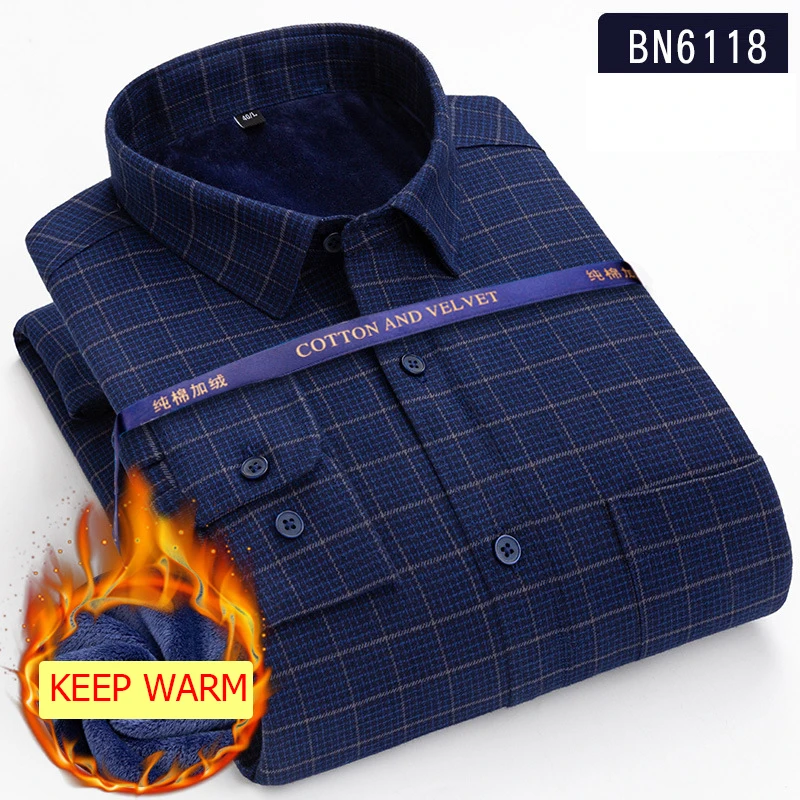Winter Warm Shirt in Bulk Custom Thickened Checked Shirt Shirts for Men Long Sleeve