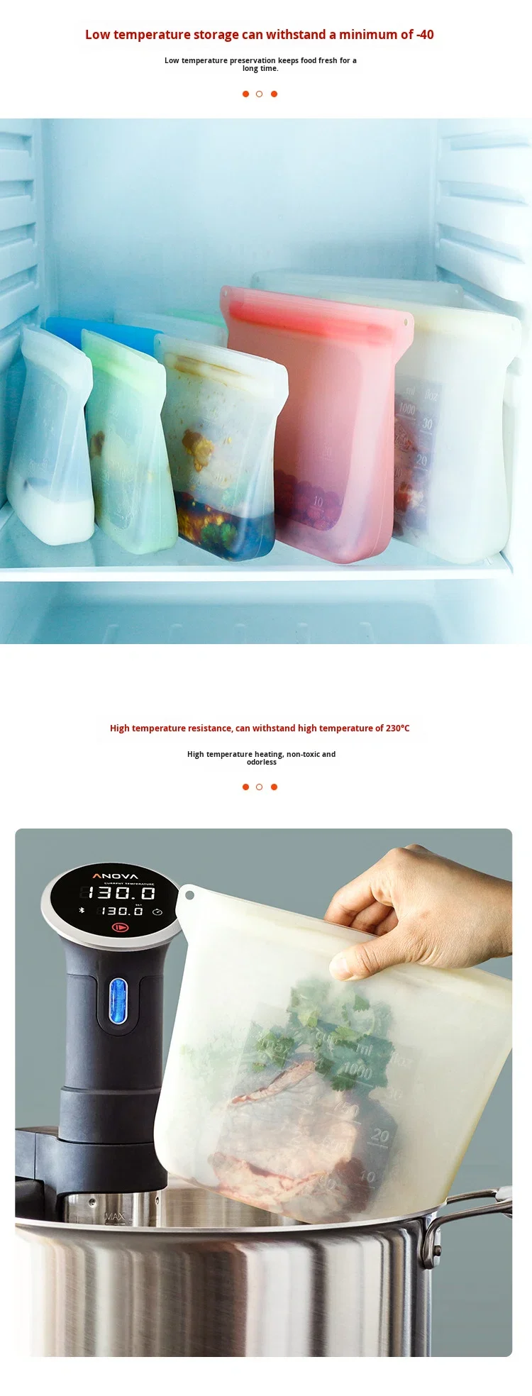 Reusable Silicone Food Storage Bags, BPA-Free Airtight Seal Bags, Multi-Use for Leakproof Food Saver for Kitchen Organization factory